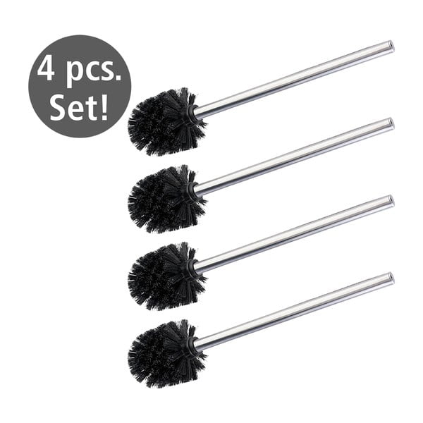 Náhradné WC kefy v súprave 4 ks z nehrdzavejúcej ocele v lesklej striebornej farbe Ø8cm – Wenko