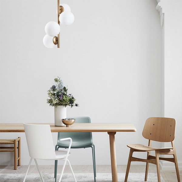 Biele/v mosadznej farbe stropné svietidlo so skleneným tienidlom ø 15 cm Faze – Opviq lights-image-1