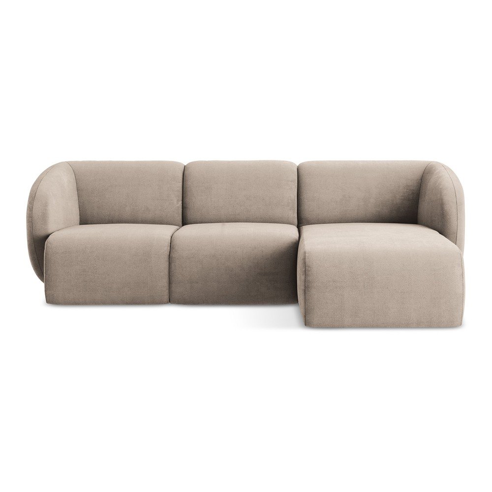 Svetlohnedá ženilková rohová pohovka (pravý roh/s leňoškou) Lani – Makamii