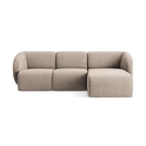 Svetlohnedá ženilková rohová pohovka (pravý roh/s leňoškou) Lani – Makamii