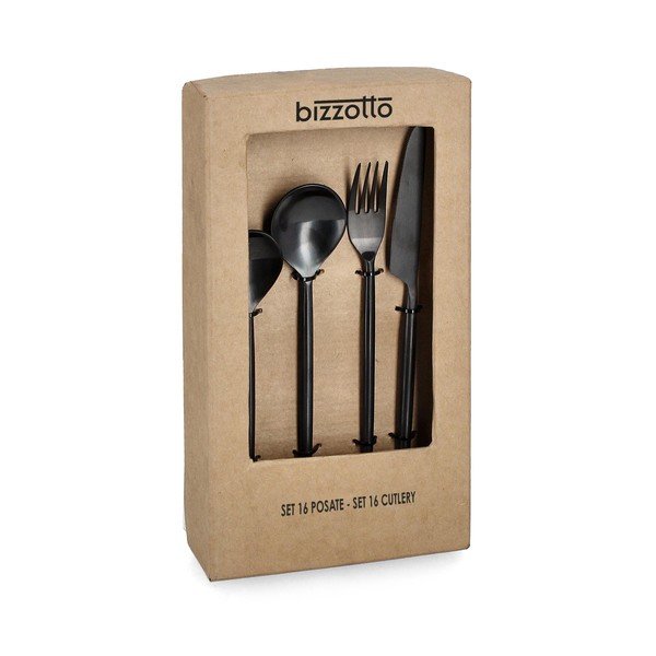 Čierny antikoro príbor 16 ks pre 4 osoby Bronte – Bizzotto-image-1