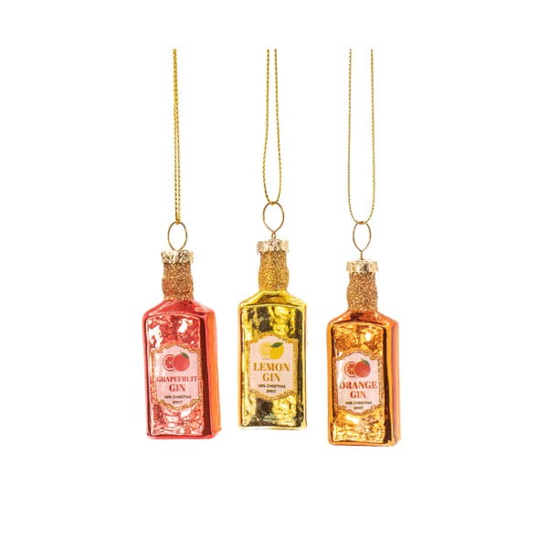 Sklenené ručne vyrobené vianočné ozdoby v súprave 3 ks ø 3 cm Gin Bottle – Sass & Belle