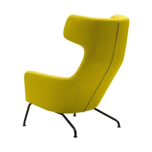 Žlté kreslo ušiak s čiernymi nohami Softline Havana-image-3