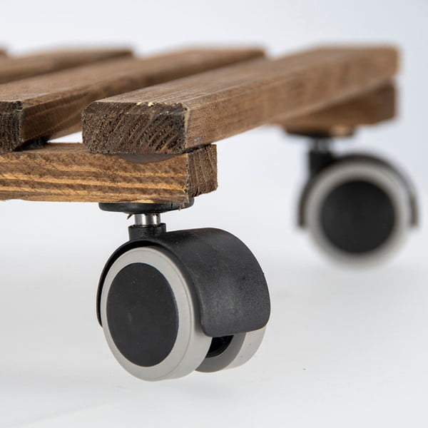 Hnedá drevená pojazdná podložka pod kvetináč Esschert Design, 29 x 29 cm-image-1