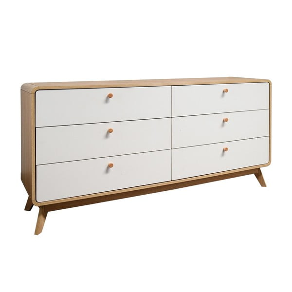 Nízka komoda v dekore duba v bielo-prírodnej farbe 150x74 cm Caitlin – Støraa-image-2