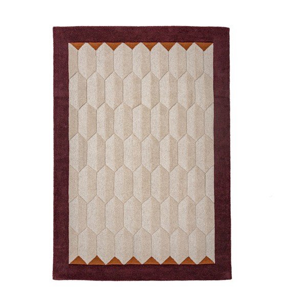 Vínovočervený/v prírodnej farbe ručne tkaný vlnený koberec 120x170 cm Apex Border Wool – Flair Rugs