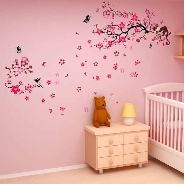 Samolepka na stenu Walplus Monkey Tree Pink Blossom