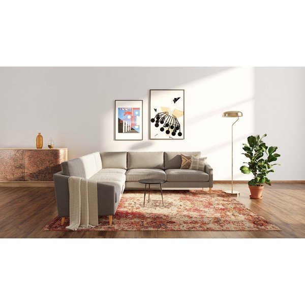 Béžová zamatová rohová pohovka Karoto – Ame Yens-image-1