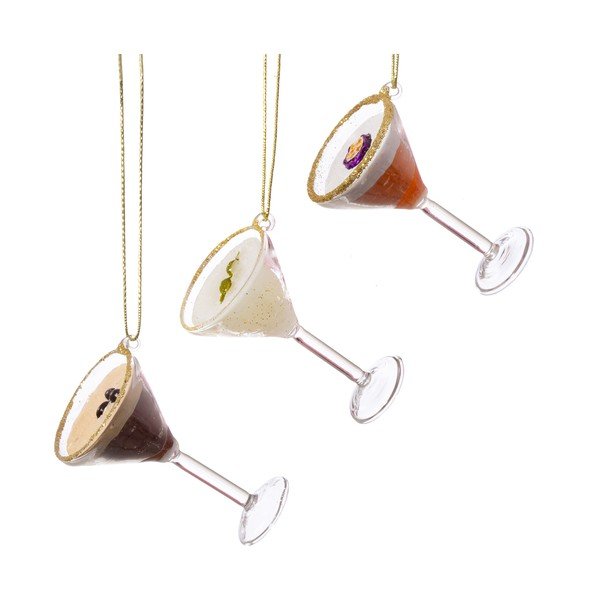 Sklenené vianočné ozdoby v súprave 3 ks 15,5 cm Martini Cocktail – Sass & Belle