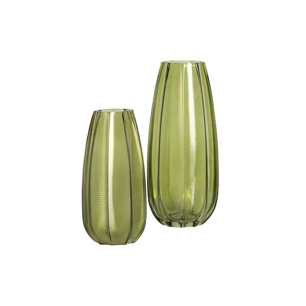 Zelená sklenená váza WOOOD Kali, výška 28 cm-image-1