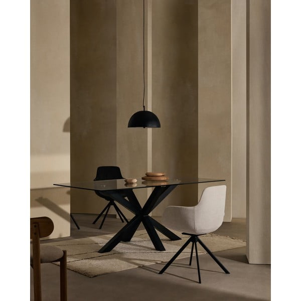 Jedálenský stôl so sklenenou doskou Kave Home s čiernym podnožím, 160 x 90 cm-image-1