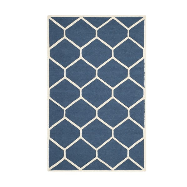 Tmavomodrý vlnený koberec Safavieh Lulu, 121 × 182 cm