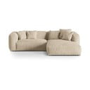 Béžová zamatová modulárna rohová pohovka (pravý roh/s leňoškou) Martina – Micadoni 