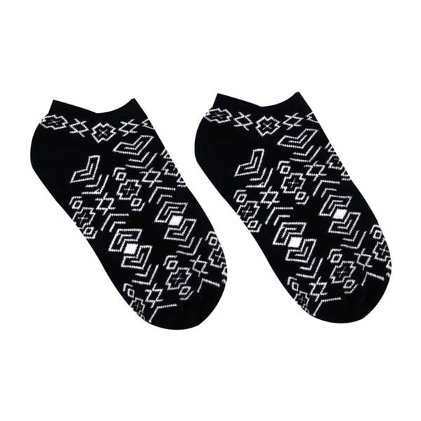 Čierne bavlnené členkové ponožky Hesty Socks Geometry, vel. 39-42