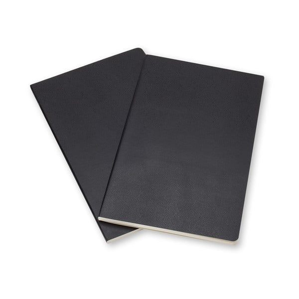 Sada 2 čiernych zápisníkov Moleskine Volant 7 x 11 cm, linajkové