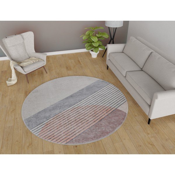 Umývateľný okrúhly koberec vo svetloružovo-sivej farbe ø 80 cm Yuvarlak – Vitaus-image-1