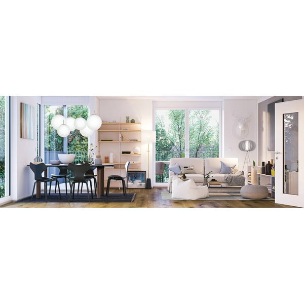 Závesné svietidlo v bielo-striebornej farbe so skleneným tienidlom ø 20 cm RONDO – EGLO-image-2