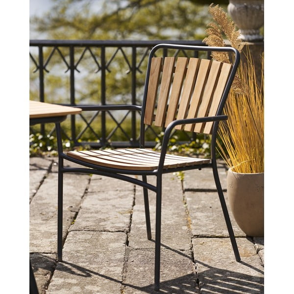 Drevené/kovové záhradné stoličky v súprave 2 ks v prírodnej farbe Cleveland – House Nordic-image-1