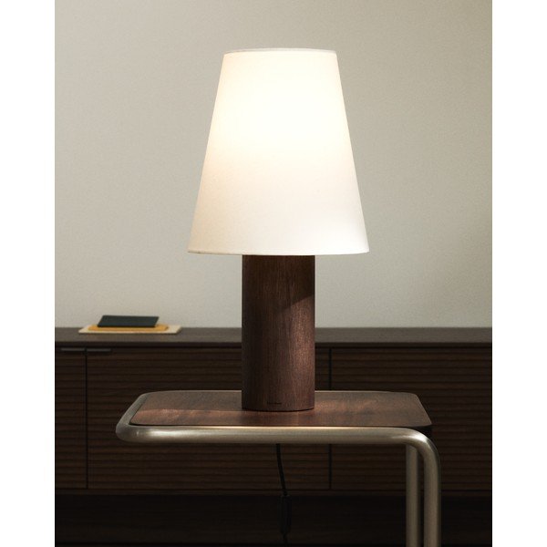 Biela/v tmavoprírodnej farbe stolová lampa s textilným tienidlom (výška  49,5 cm) Marga – Kave Home-image-1