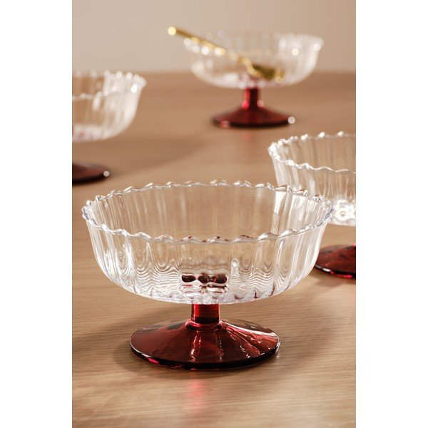 Červené sklenené misky v súprave 4 ks na zmrzlinu 230 ml Flora – Jotex-image-1