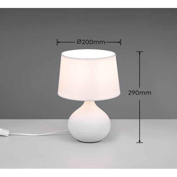 Biela stolová lampa z keramiky a tkaniny Reality Martin, výška 29 cm-image-4
