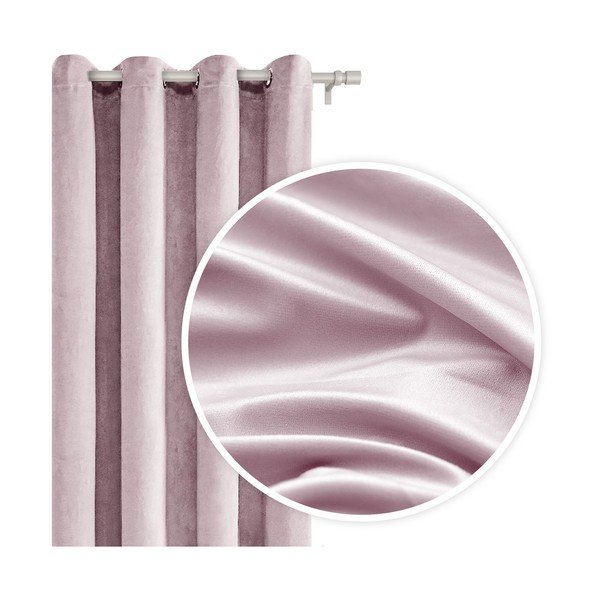 Pudrovoružový záves Slowdeco Velvet, 140 × 250 cm-image-1