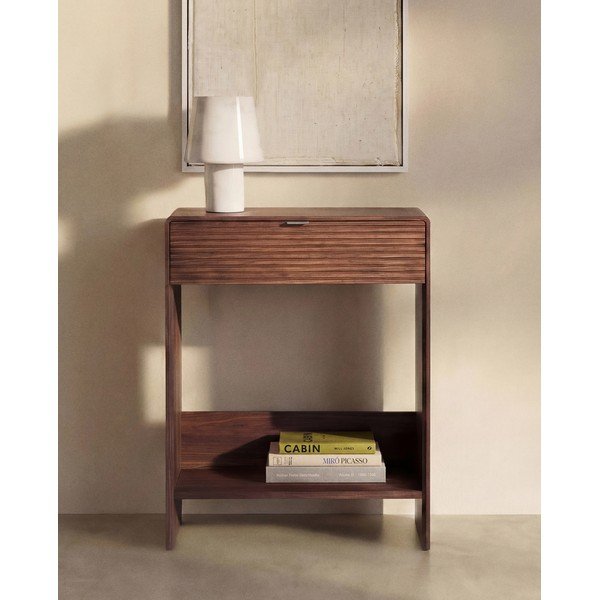 Komoda v dekore orecha v tmavo prírodnej farbe 60x81x37 cm Norlen – Kave Home-image-1