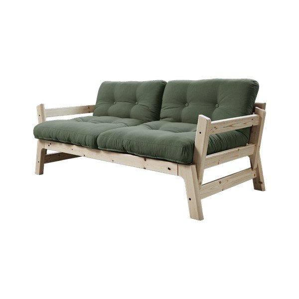 Rozkladacia pohovka so zeleným poťahom Karup Design Step Natural/Olive Green-image-1