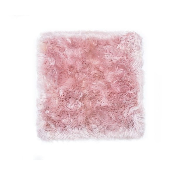 Ružový koberec z ovčej kožušiny Royal Dream Zealand, 70 × 70 cm