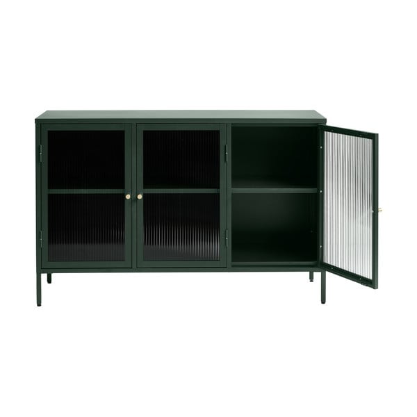 Zelená kovová vitrína Unique Furniture Bronco, výška 85 cm-image-3
