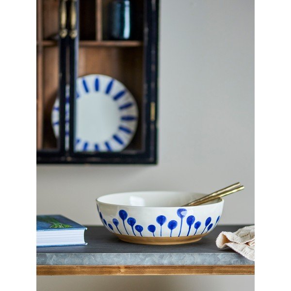 Biela/modrá keramická misa ø 28 cm Linora – Bloomingville-image-1