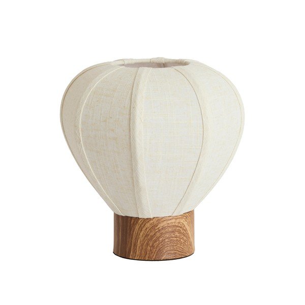 Krémovobiela kovová stolová lampa s textilným tienidlom (výška  23,5 cm) Kyzo – Light & Living