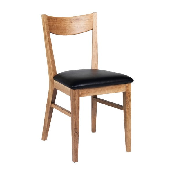 Hnedá dubová jedálenská stolička s čiernym sedadlom Rowico Dylan