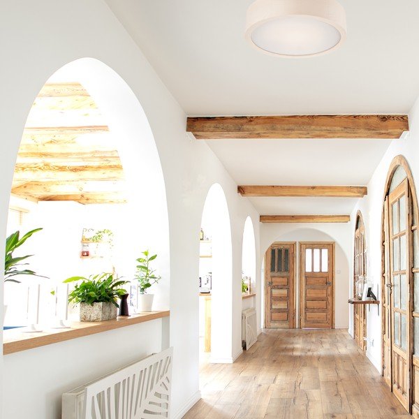 Biele stropné svietidlo so skleneným tienidlom ø 27 cm Eveline – LAMKUR-image-1