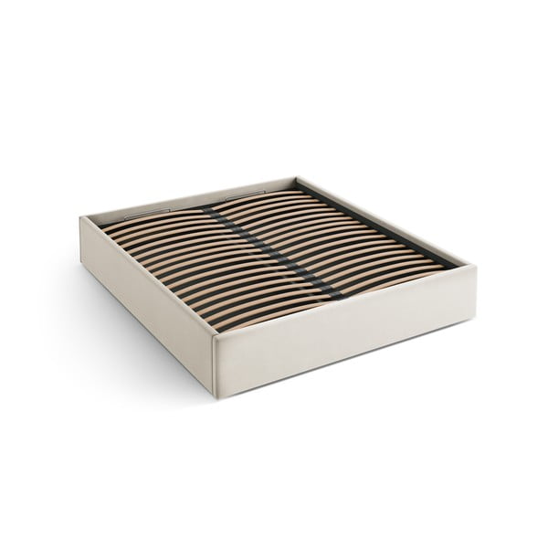 Béžová čalúnená dvojlôžková posteľ s úložným priestorom/bez čela s roštom 160x200 cm Susan – Micadoni 