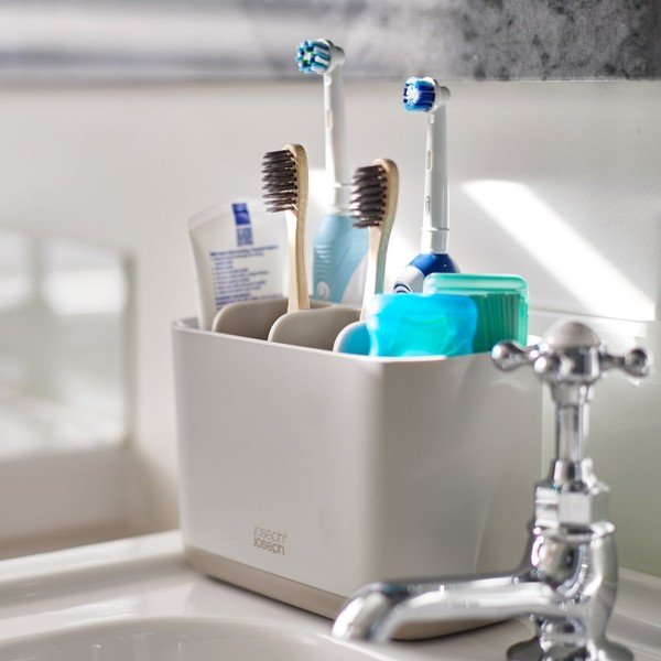 Béžový plastový stojan na zubné kefky EasyStore – Joseph Joseph-image-1