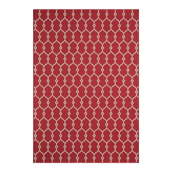 Červený vysokoodolný koberec Webtappeti Trellis Red, 133 × 190 cm