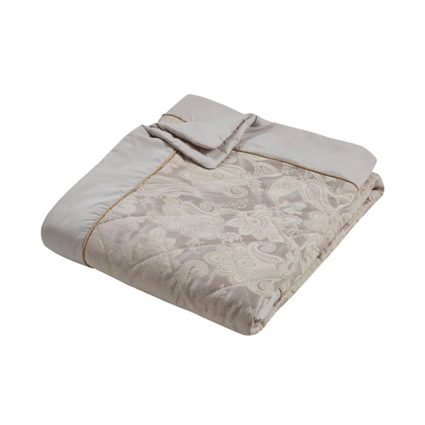 Béžový prešívaný pléd zo žakára 240x260 cm Opulent Jacquard – Catherine Lansfield