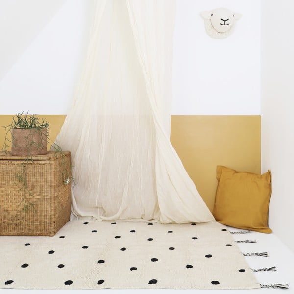 Čierno-krémový umývateľný ručne tkaný bavlnený koberec 100x150 cm Nümi Black – Nattiot-image-1