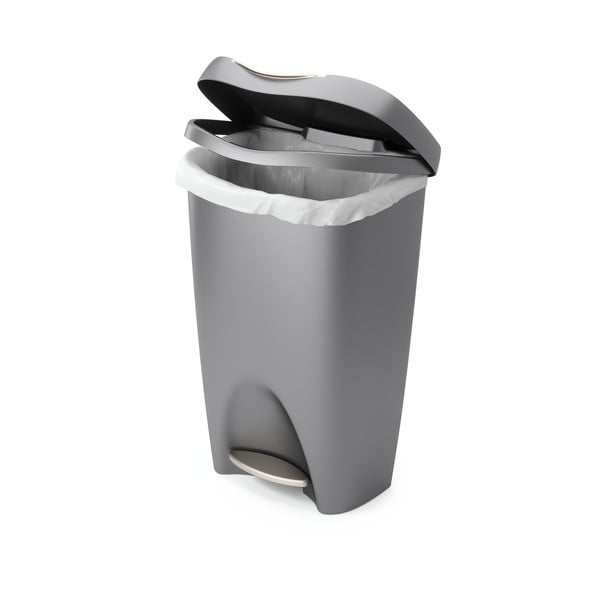 Sivý nášľapný plastový odpadkový kôš 50 l Brim – Umbra