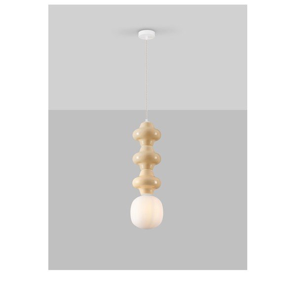 Biele/krémovobiele keramické závesné svietidlo so skleneným tienidlom ø 18 cm Clio – Nova Luce-image-4