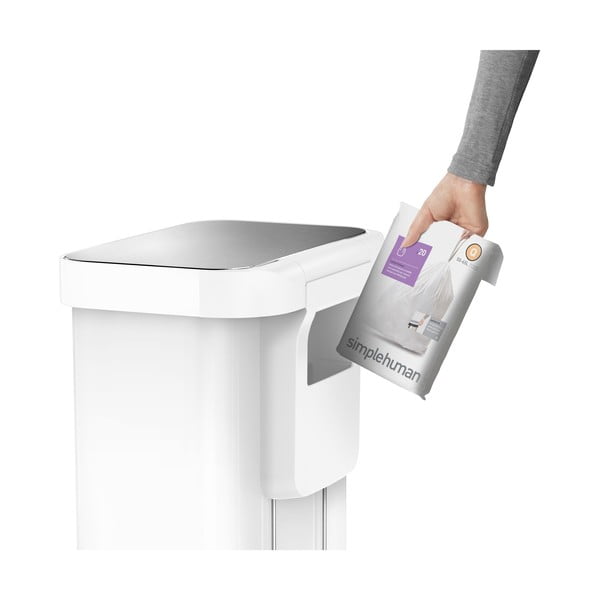Biely nášľapný oceľový odpadkový kôš 55 l – simplehuman-image-4