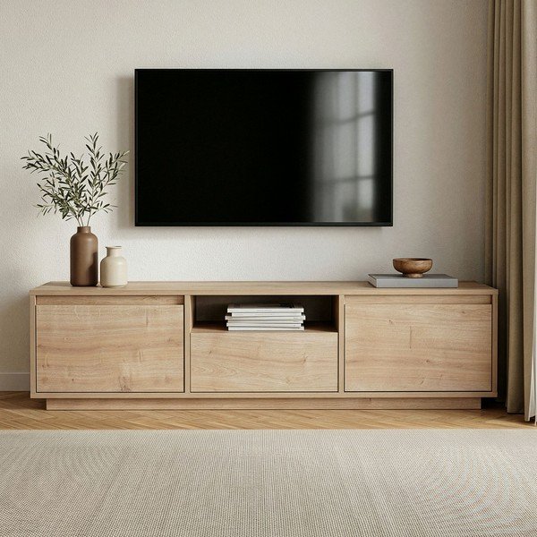 TV stolík v dekore duba v prírodnej farbe 160x42x30 cm Sentinel – Kalune Design-image-2