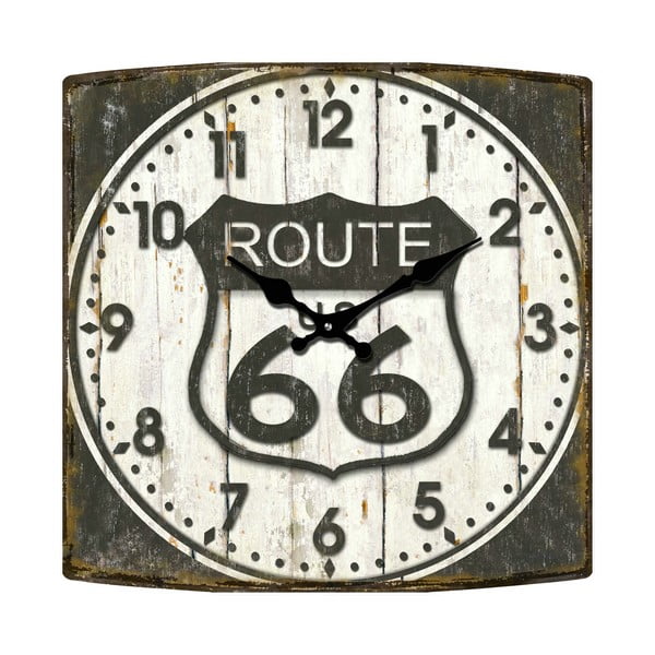Sklenené hodiny Route 66, 34x34 cm