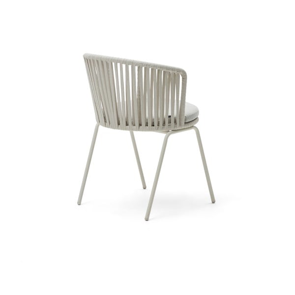 Biela kovová záhradná stolička Saconca - Kave Home-image-3