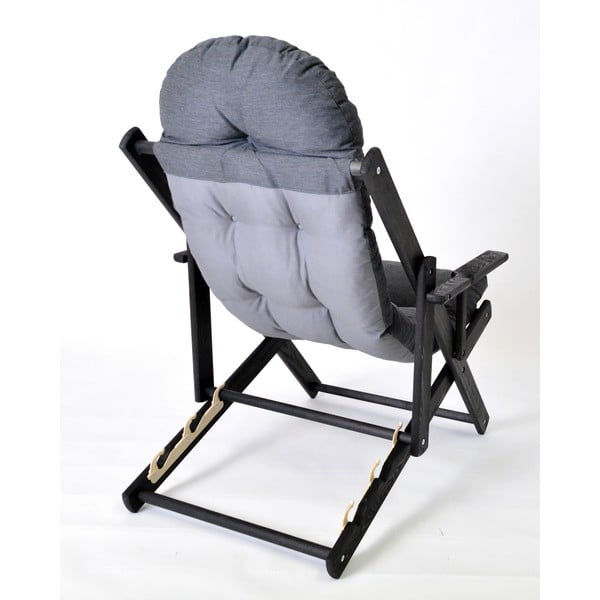 Tmavosivé drevené skladacie záhradné ležadlo Borneo – Rojaplast-image-2