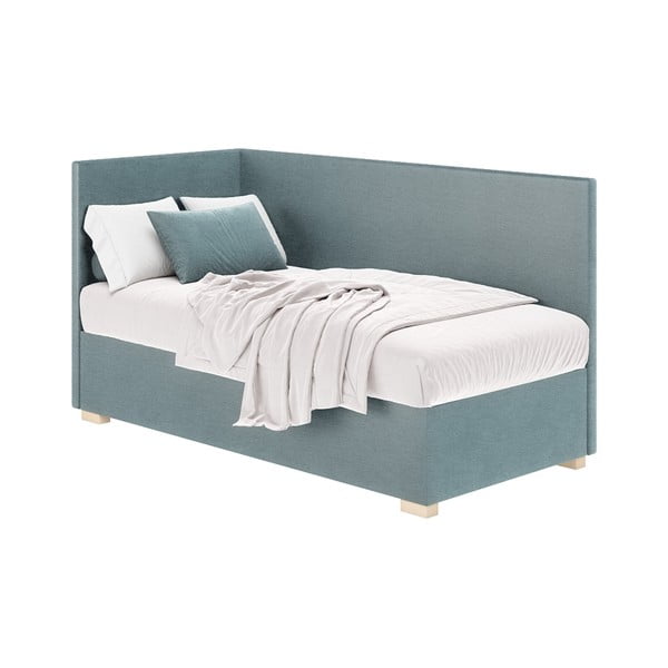 Modrá rohová detská posteľ s úložným priestorom s matracom 90x200 cm Flexi – Ghado-image-2
