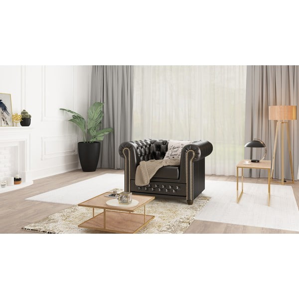 Čierne kreslo z imitácie kože York - Ropez-image-1