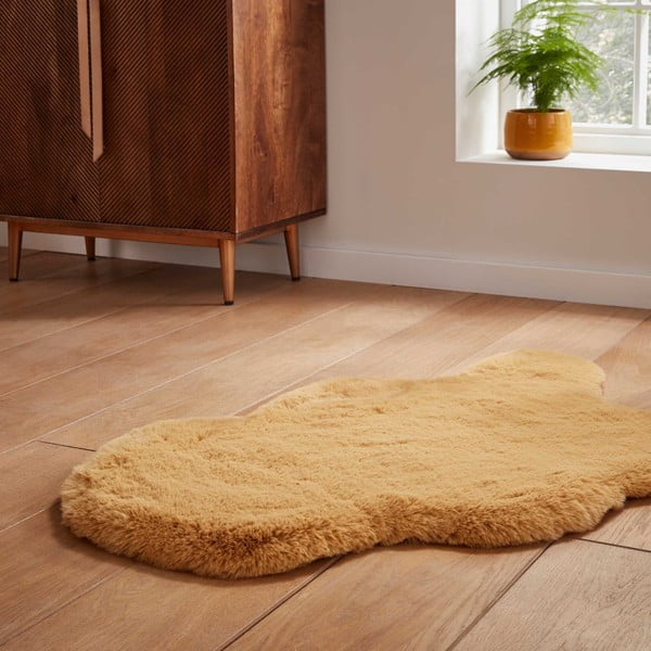 Syntetická kožušina v horčicovej farbe 60x90 cm Super Teddy – Think Rugs-image-2