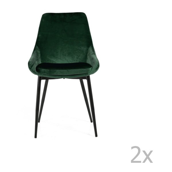 Súprava 2 zelených jedálenských stoličiek so zamatovým poťahom Tenzo Lex